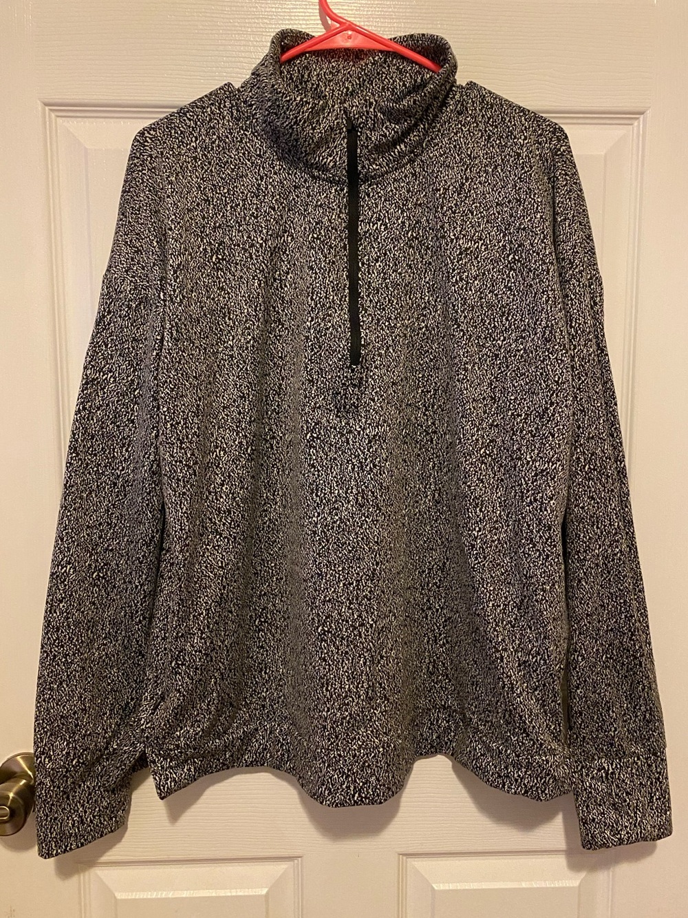 Avia Black and White Zip-Up Mock Neck Sweater